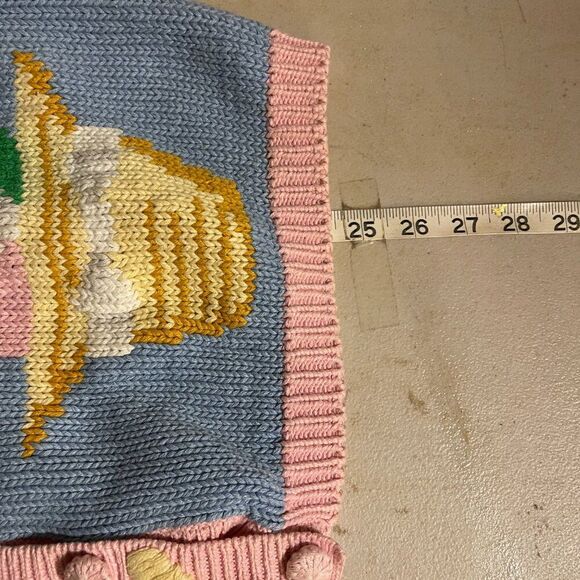 Vintage Alexandra Bartlett Handcrafted Easter Knit Cardigan Pastel Bunny Carrot - Picture 12 of 12